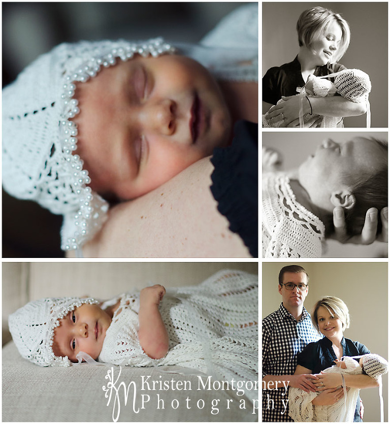 Charlotte, NC Lifestyle Newborn Photography, Heirloom Baptism Gown Photography