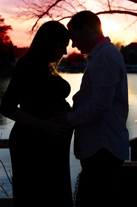Charlotte Maternity Photos, Charlotte Maternity Photographer, Charlotte Maternity Photography, Floral Crown Maternity Photos, Sunset Silhouette Maternity Photo