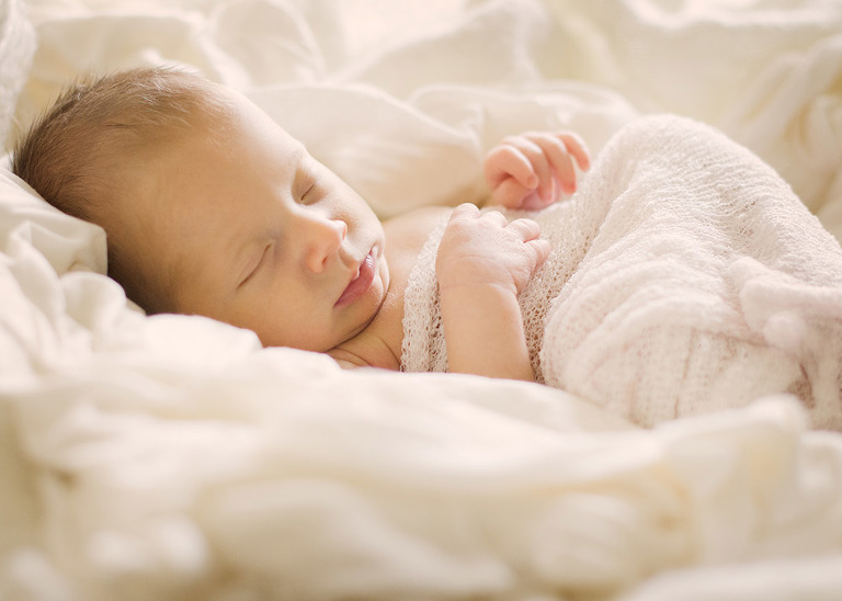 In Home Newborn Photography Session, Creamy Blankets with Newborn